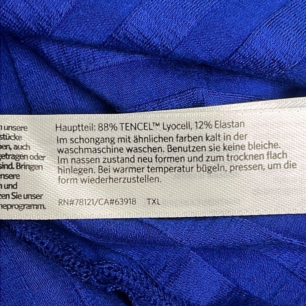 Eileen Fisher Ribbed Mock-Neck Dress Royal Blue Size medium Shift Short Sleeve - Picture 8 of 13